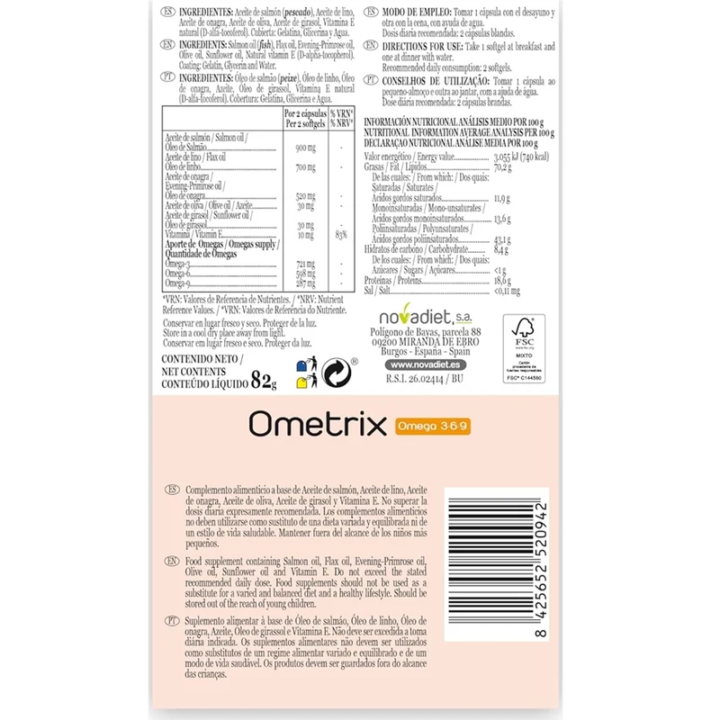Ometrix 60 cápsulas | Novadiet