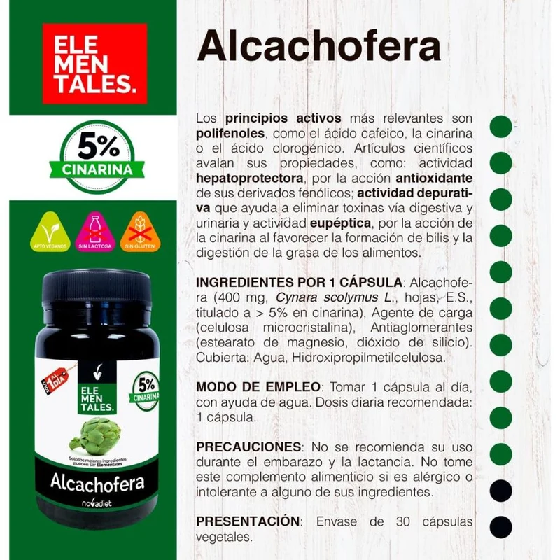 Alcachofera 30 cápsulas | Novadiet