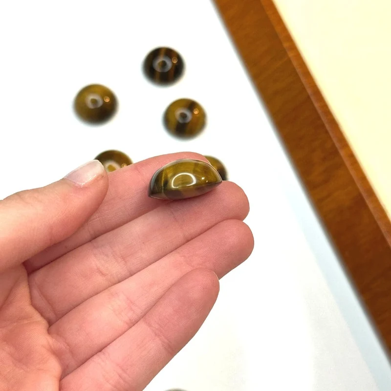 Cabujón Redondo De Piedra Ojo De Tigre