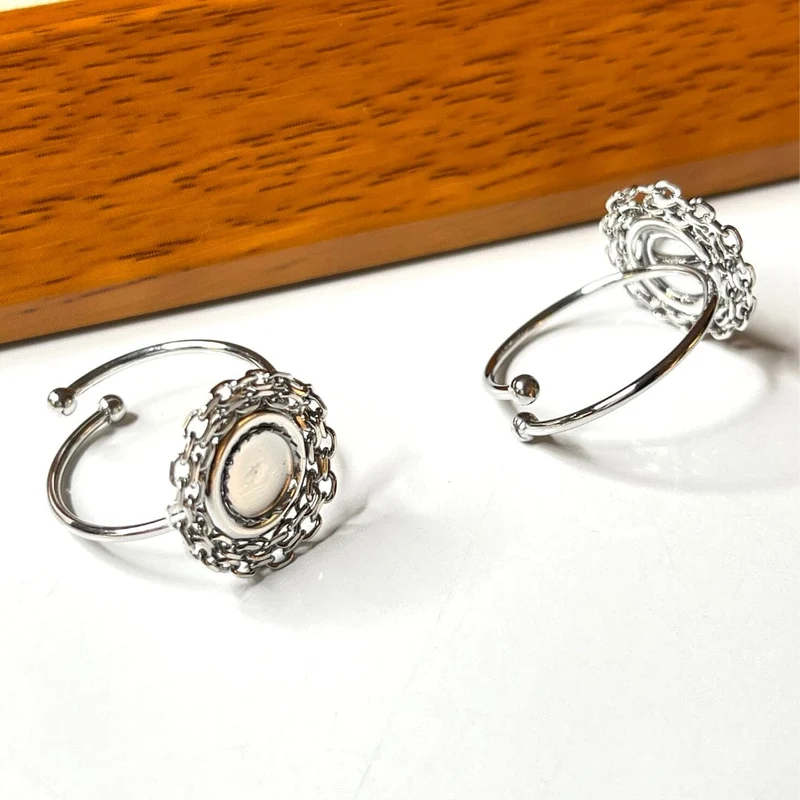 Porta anillos de cabujón de acero inoxidable
