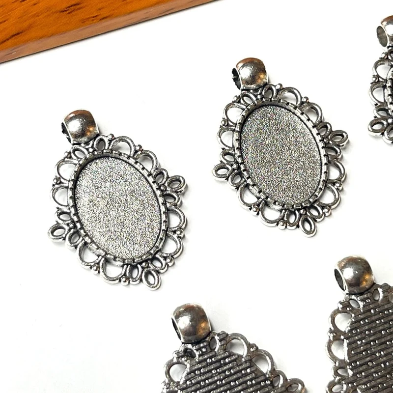 Porta Colgante Cabujón Oval Plata Vieja