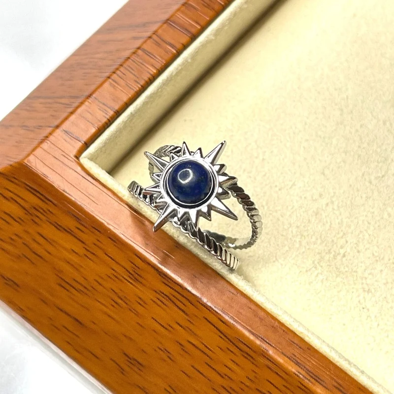 Porta Anillos Cabujón Sol de Plata