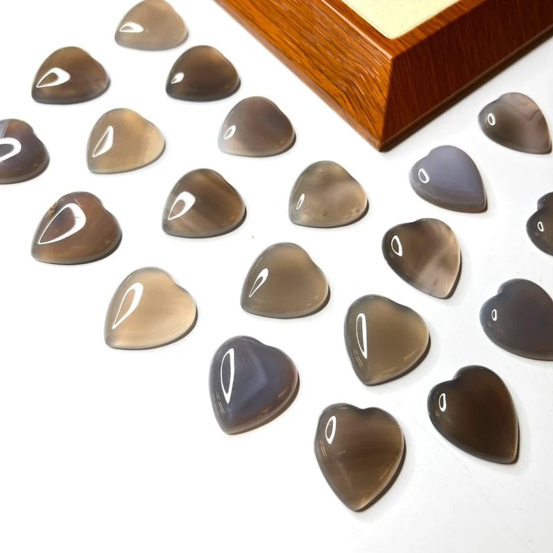 Cabujón Corazón Ágata Gris