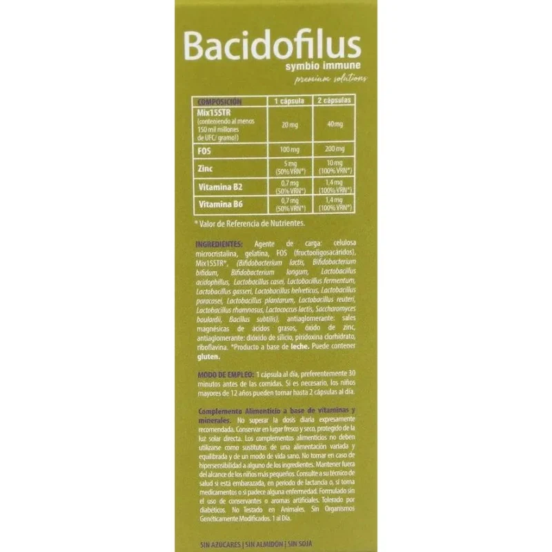Bacidofilus Symbio 30 Capsulas | Dietmed