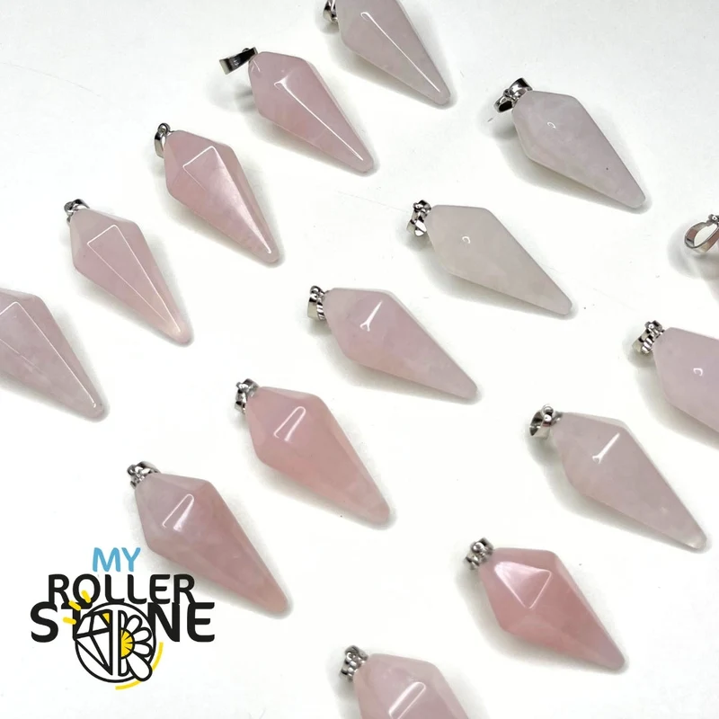 Colgante cono de Cuarzo rosa