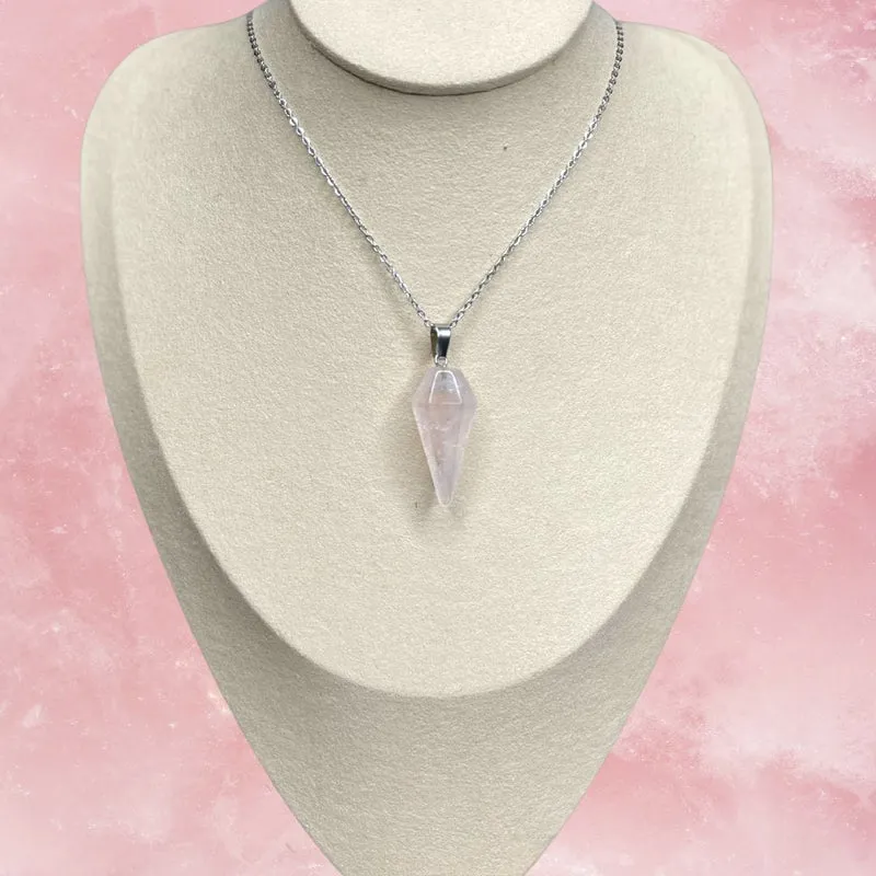 Colgante cono de Cuarzo rosa