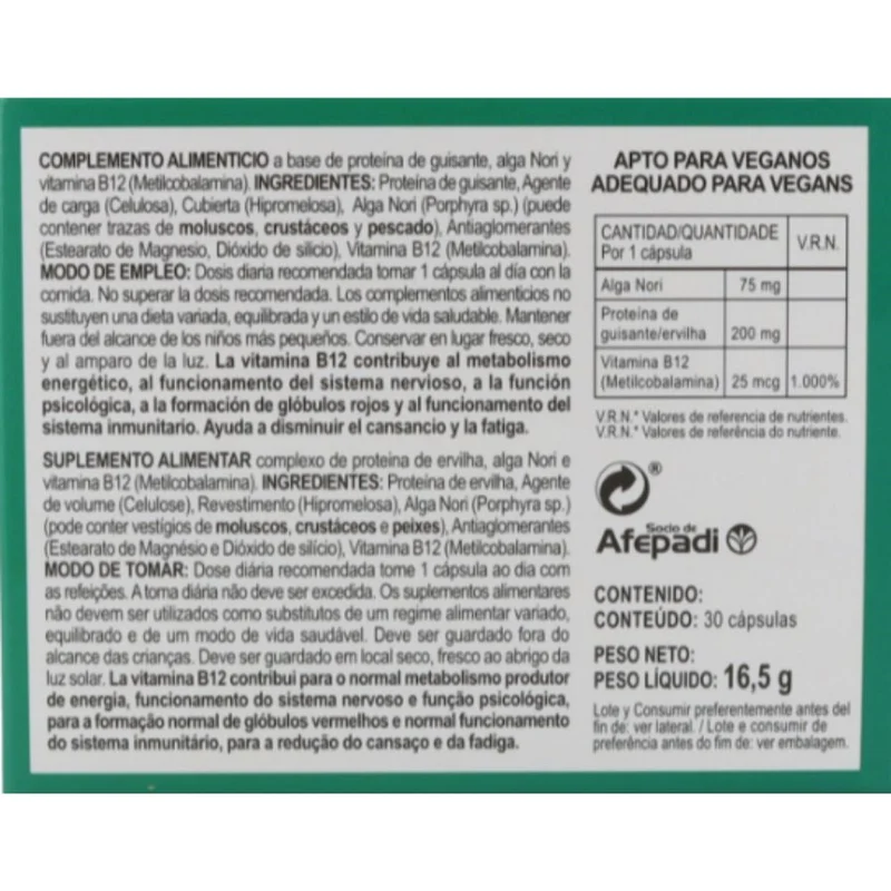 Vitamina B12 Vegana 30 Capsulas | Integralia