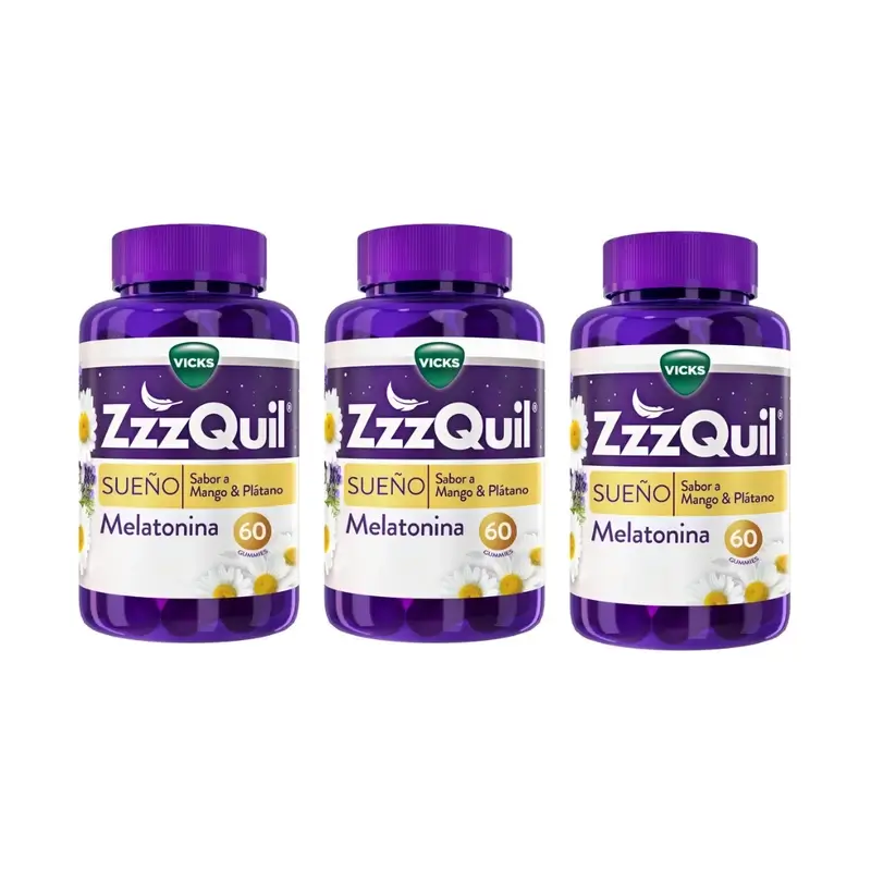 ZzzQuil Mango, Plátano y Valeriana, Pack 3x60 Gummies