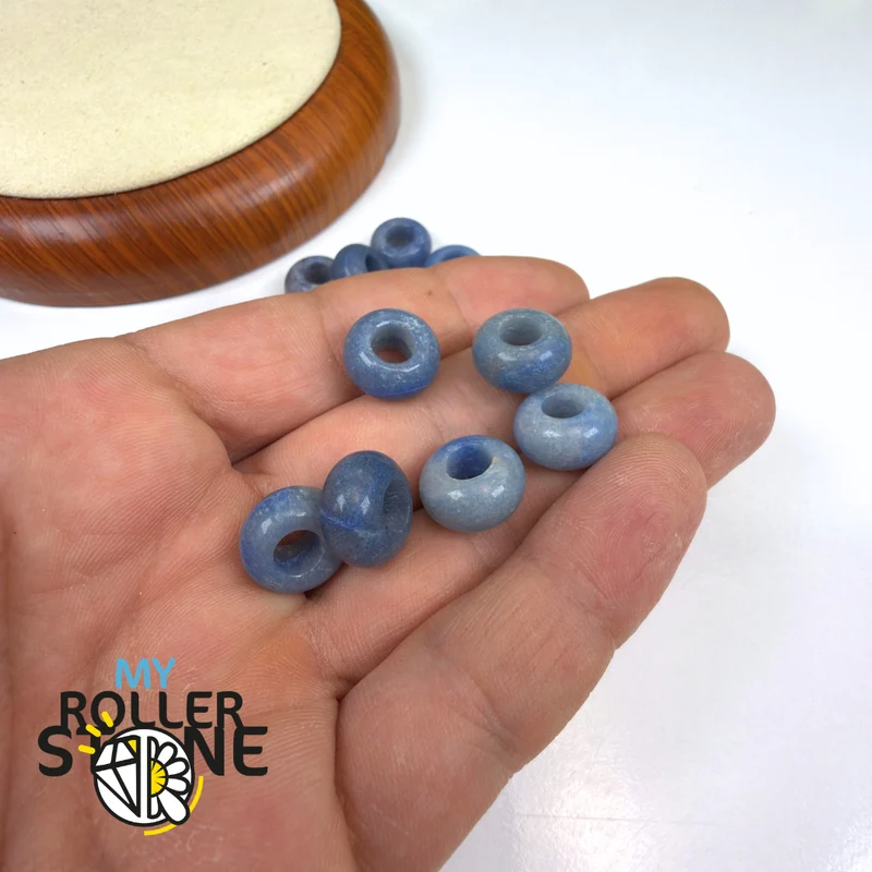 Cuenta de Aventurina azul con agujero grande