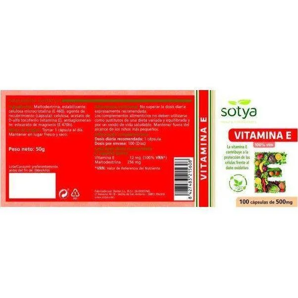 Vitamina E 100% CDR 550 mg 100 Capsulas | Sotya