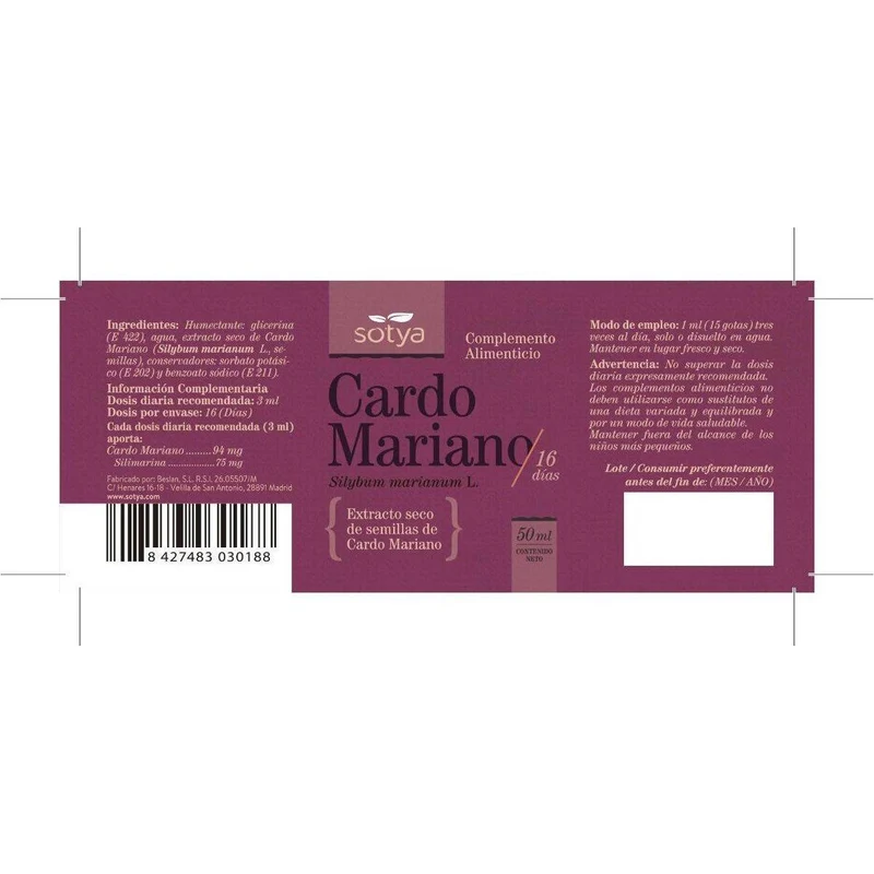 Extracto de Cardo Mariano 60 ml | Sotya