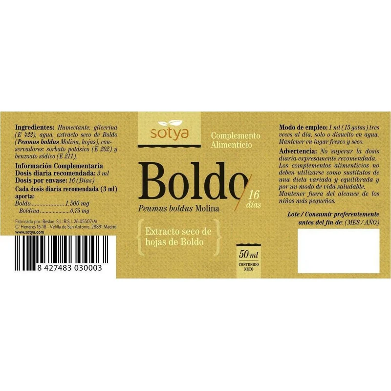 Extracto de Boldo 60 ml | Sotya