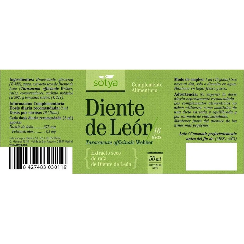 Extracto de Diente de Leon 50 ml | Sotya
