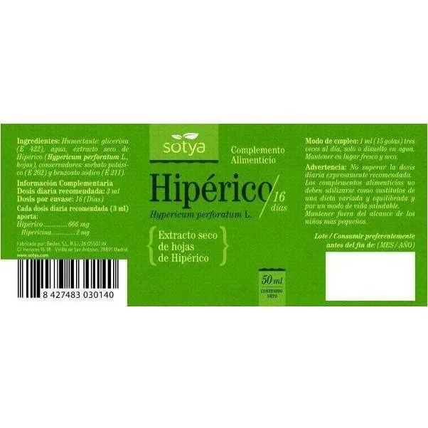 Extracto de Hiperico 50 ml | Sotya