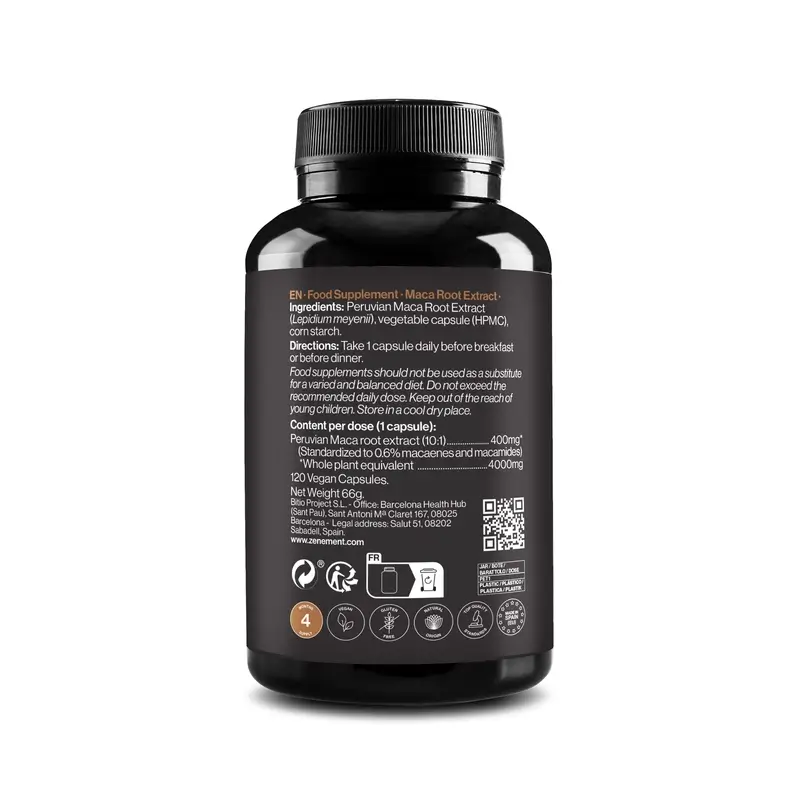 Zenement Maca Root Extract 120 vegan capsules
