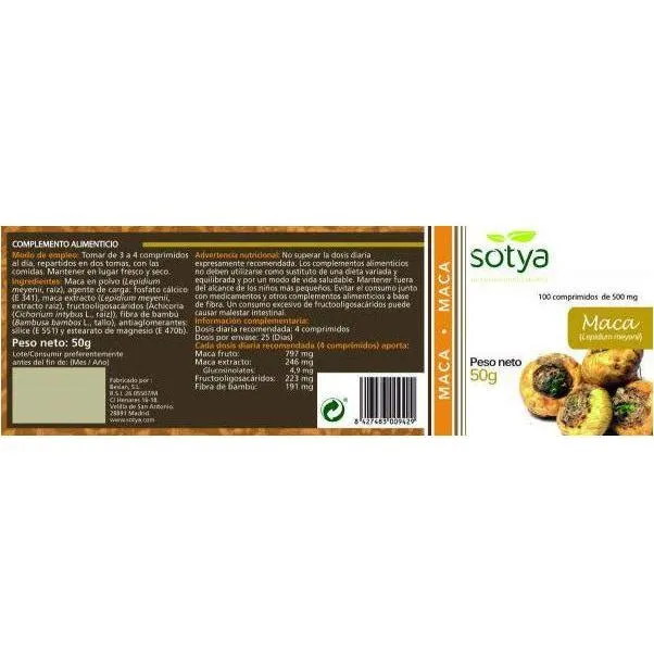 Maca 100 Comprimidos | Sotya