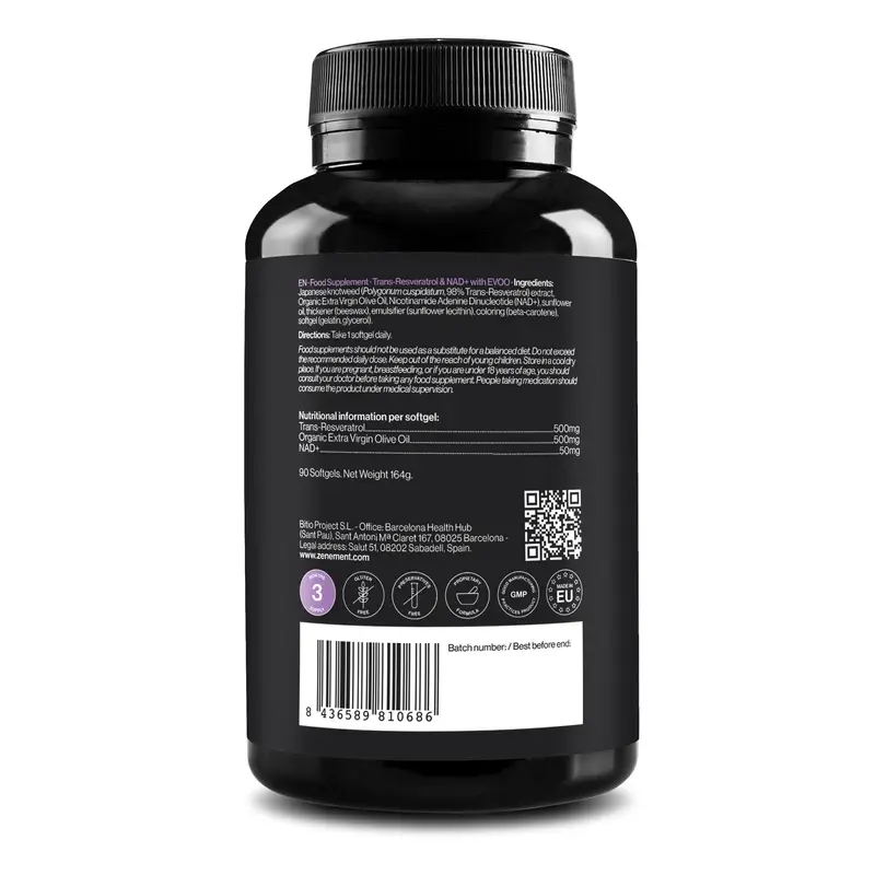 Zenement Trans-Resveratrol & Nad+ With Aove, 90 softgels