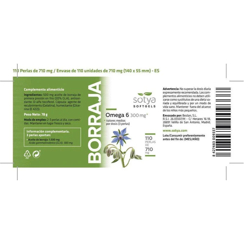 Aceite de Borraja 110 Perlas | Sotya