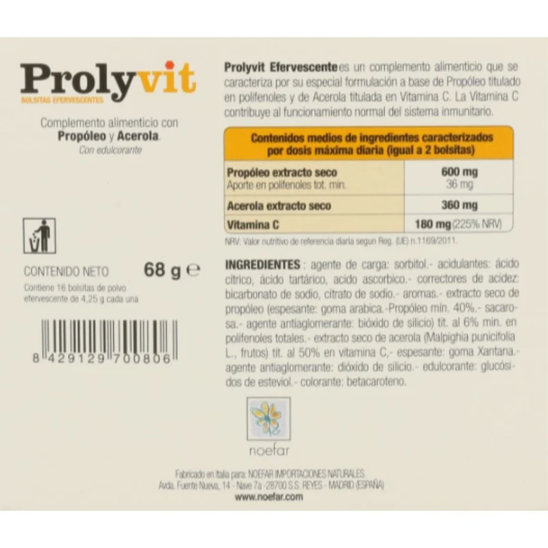 Prolyvit Efervescente con Stevia 16 Sobres | Noefar