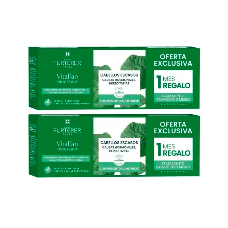 Rene Furterer Vitalfan Anticaída Caída Progresiva , Pack 2 x 30 cápsulas