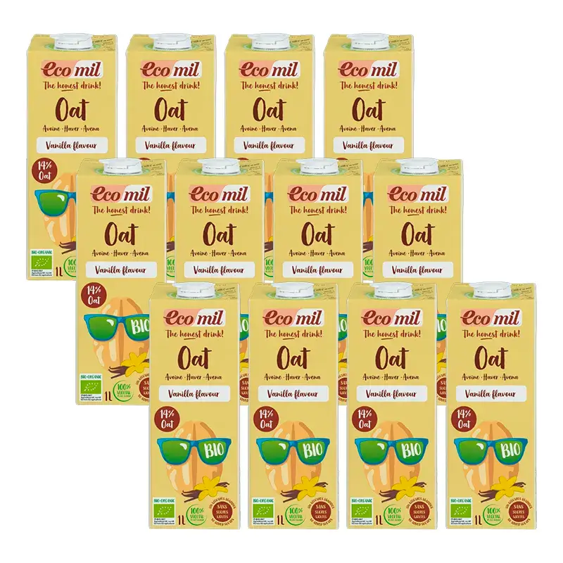 Ecomil Bebida Vegetal Sabor Vainilla Bio Tetrabrik, Pack 12 x 1 litro
