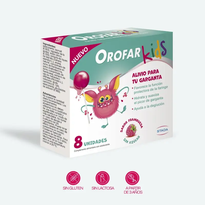 Orofar Kids Sugar Free Raspberry Throat Itch Lollipops , 8 lollipops