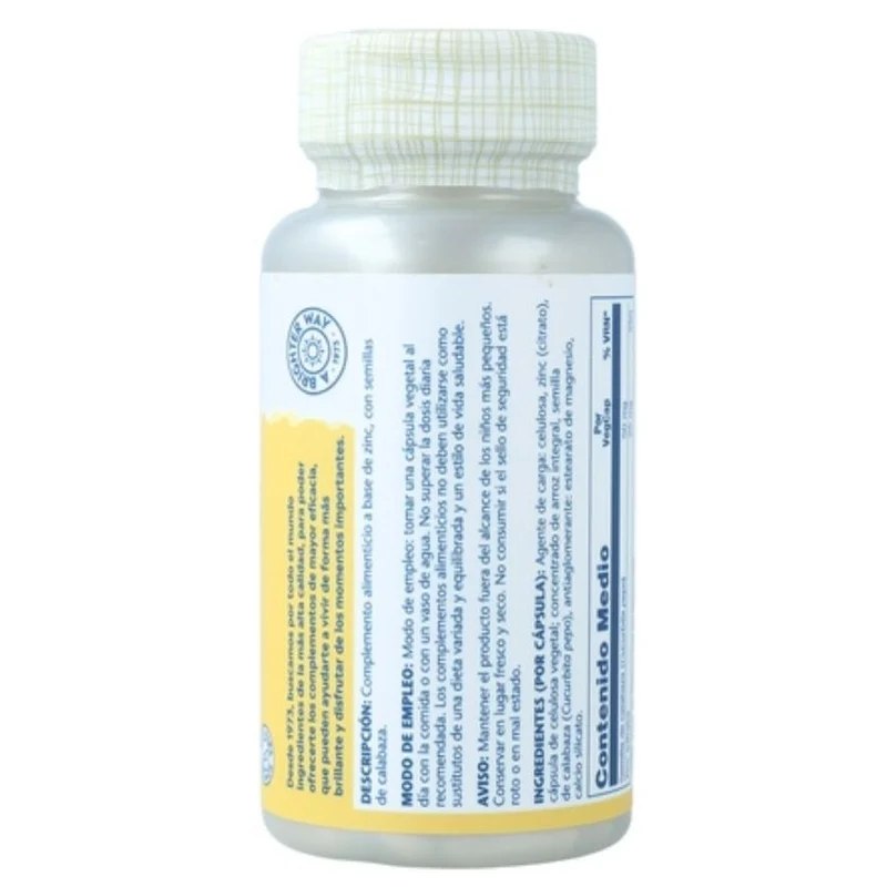 Zinc 50 Mg 60 Capsulas | Solaray
