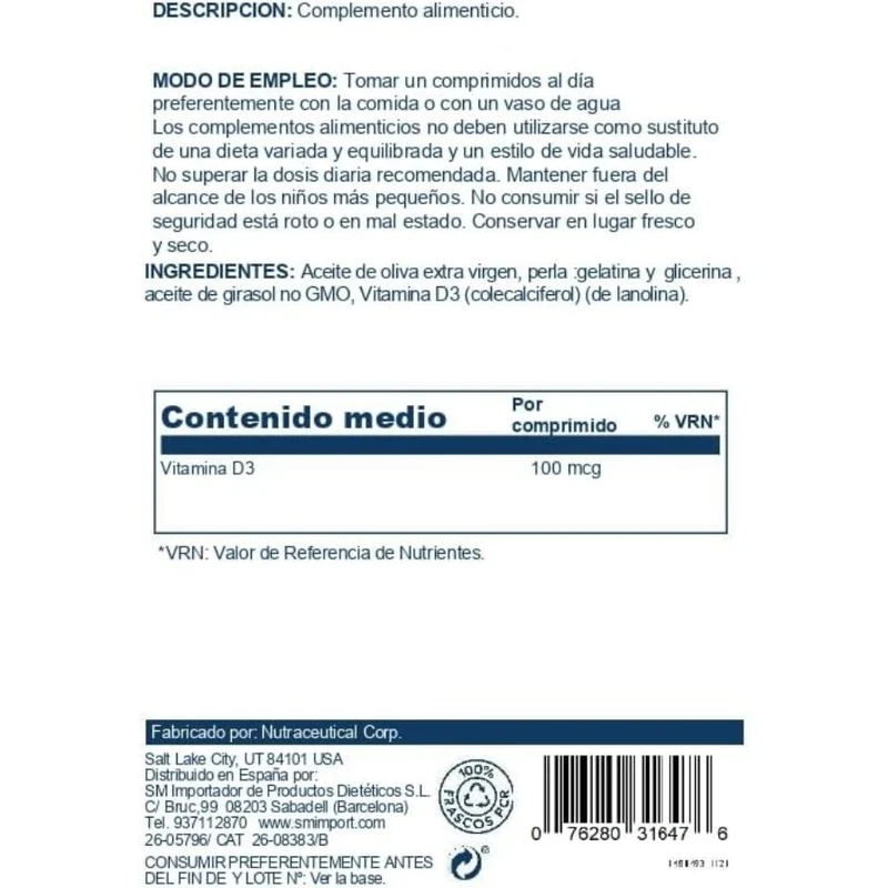 Super D3 4000 Ui 100 Perlas | Solaray