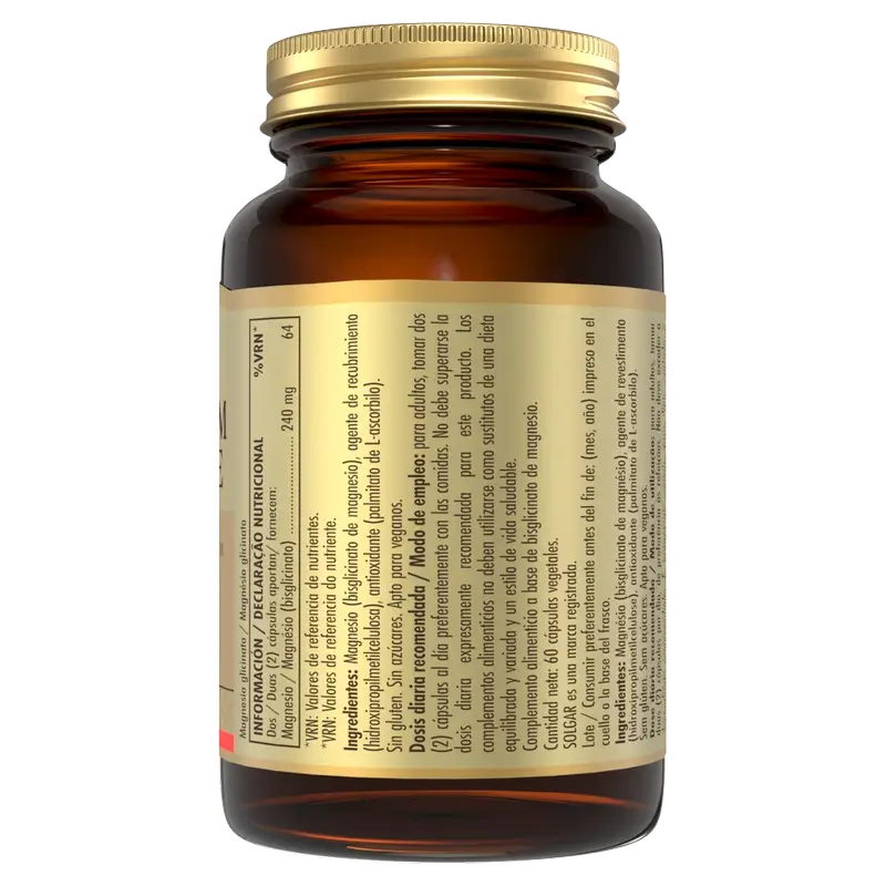Solgar Magnesio Bisglicinato, 60 Cápsulas Vegetales