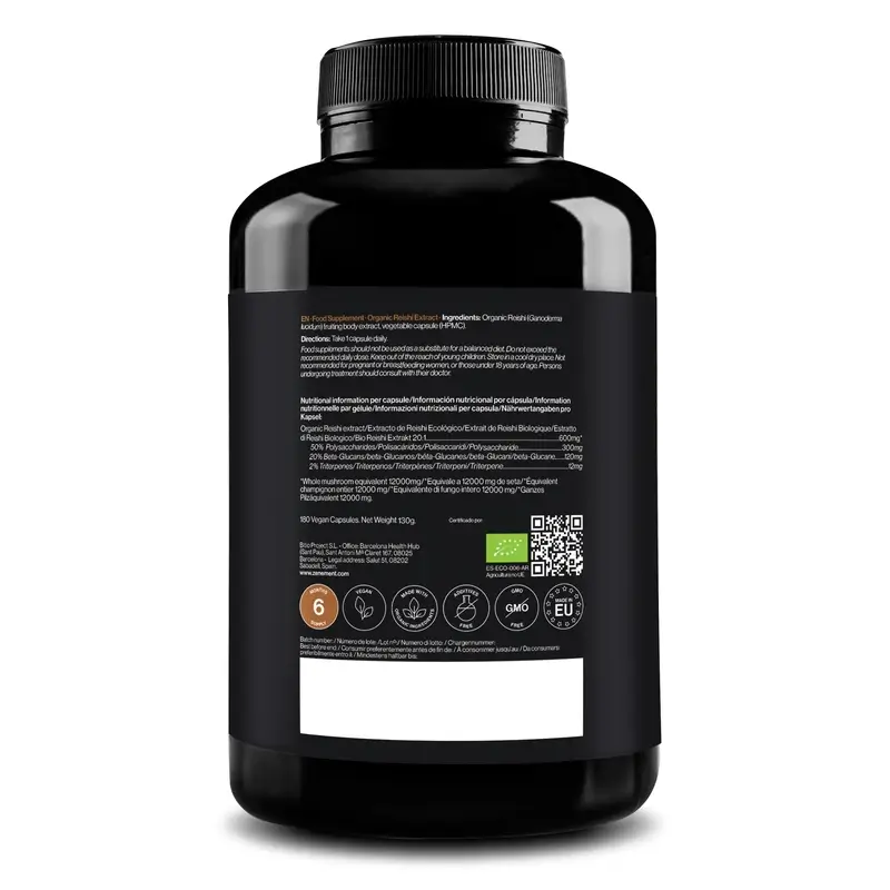 Zenement Extracto De Reishi Ecológico, 180 cápsulas veganas