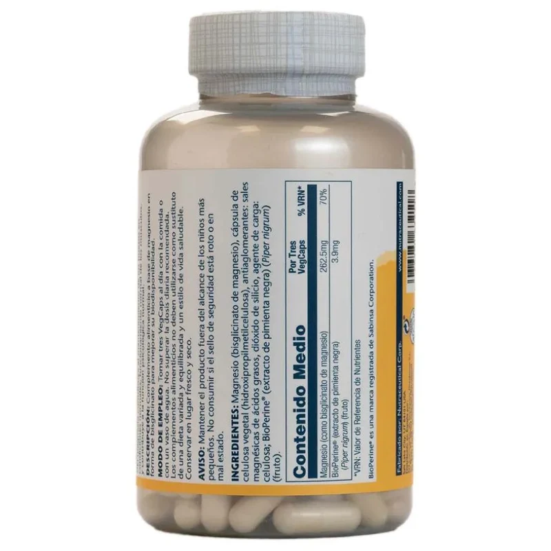 Magnesium Bisglycinate 120 Cápsulas | Solaray