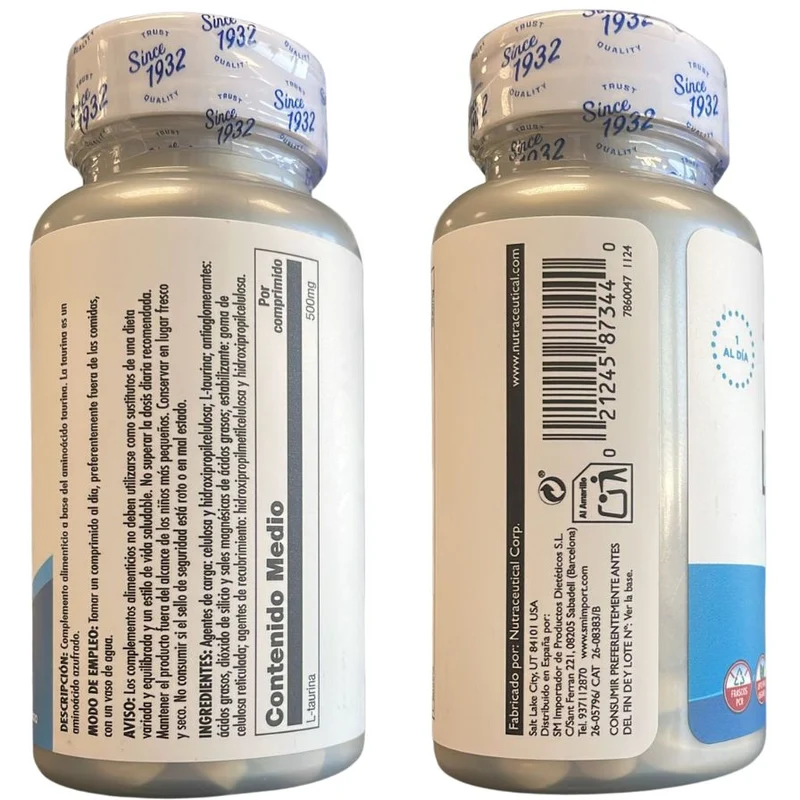 L-Taurine 500 Mg 60 Comprimidos | Kal