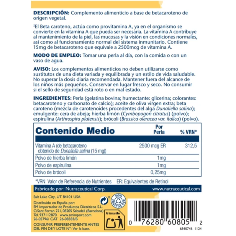 Food Carotene 30 Perlas | Solaray