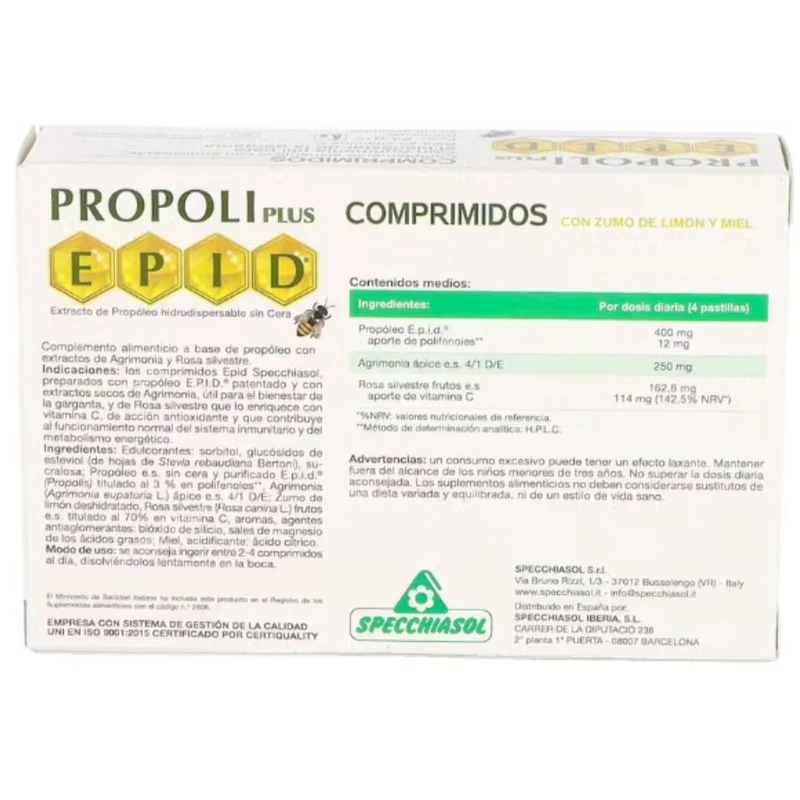 Epid Miel Limon 20 Comprimidos | Specchiasol