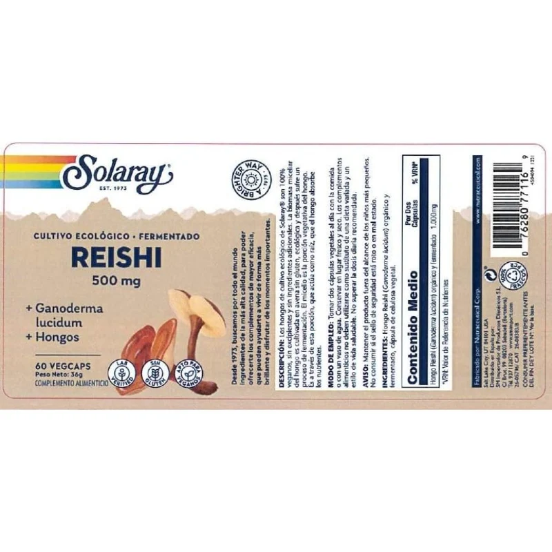 Fermented Reishi 500 mg 60 Capsulas | Solaray