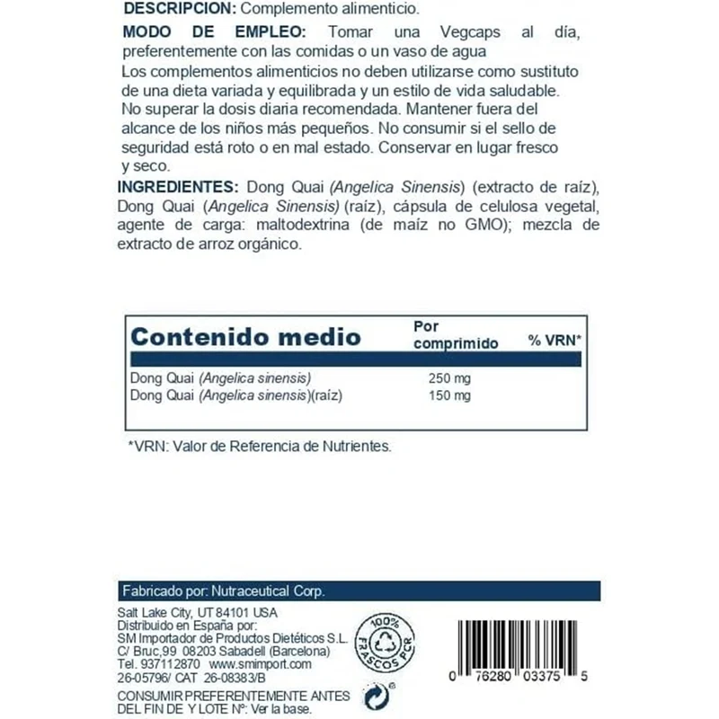 Dong Quai 60 Capsulas | Solaray