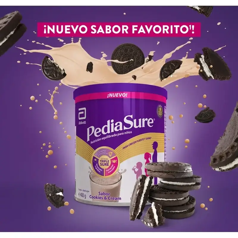 Pediasure Cookies & Cream + Drink Chocolate Niños, 850 gr + 4 Botellas Vainilla x 220 ml