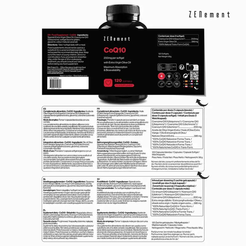 Zenement Coq10 200 Mg, 120 cápsulas blandas