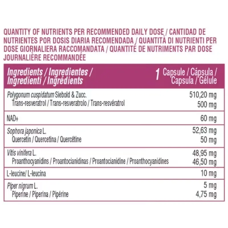 Nutralie Trans Resveratrol & Nad+ Complex With Quercetin + Piperine, 60 capsules