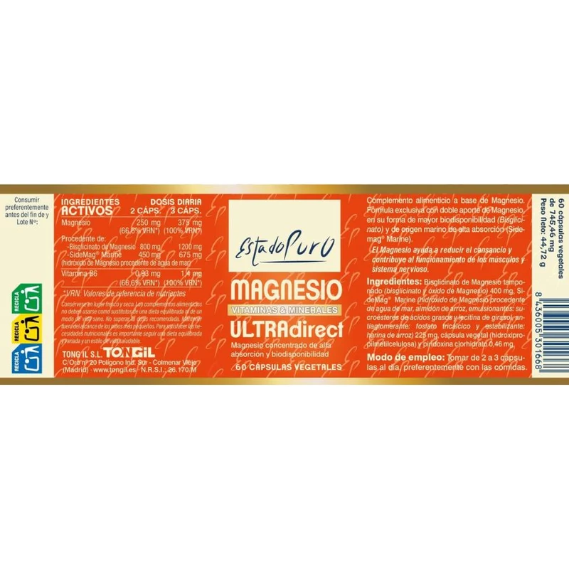 Estado Puro Magnesio Ultradirect 60 Capsulas | Tongil