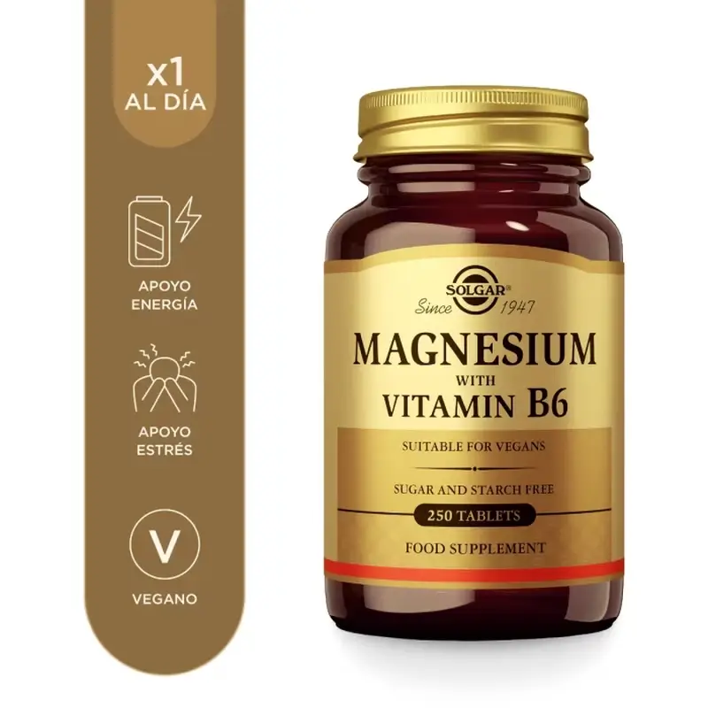 Solgar Magnesio con Vitamina B6, 250 Comprimidos