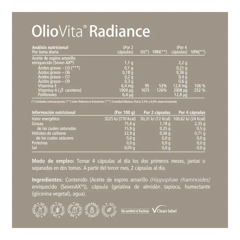 OlioVita Radiance 120 cápsulas - Con espino amarillo