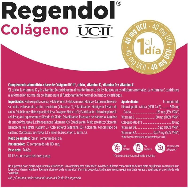 Regendol Colageno UCII 30 Comprimidos | Eladiet
