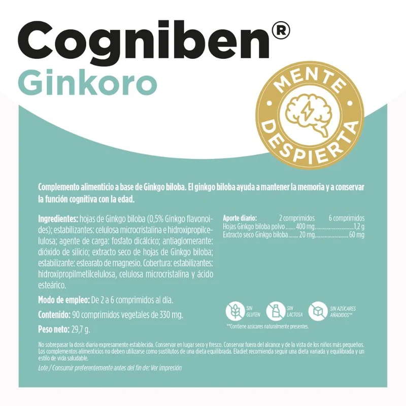 Ginkoro Cogniben 90 Comprimidos | Eladiet