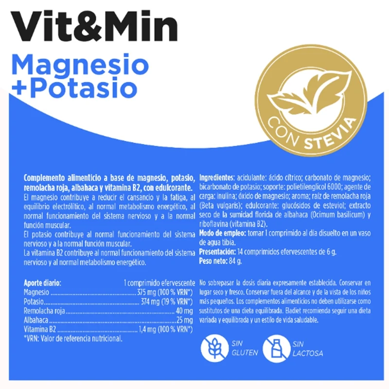 Vit&Min Magnesio Potasio 14 Comprimidos | Eladiet