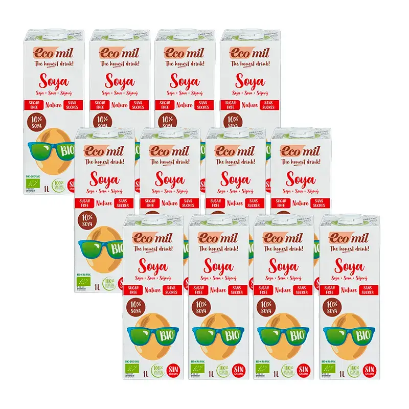 Ecomil Vegetable Drinks Organic Soya Bean, Pack 12 x 1 litre