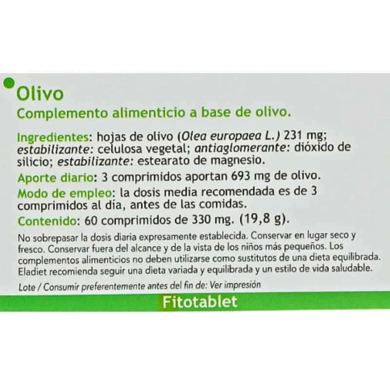 Olivo Fitotablet 60 Comprimidos | Eladiet