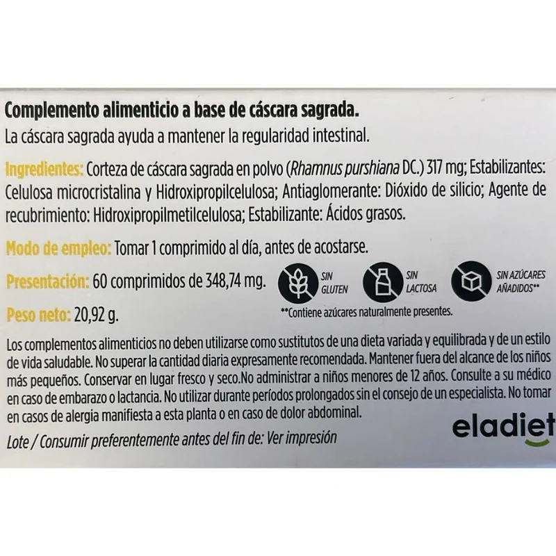 Cascara Sagrada Fitotablet 60 Comprimidos | Eladiet