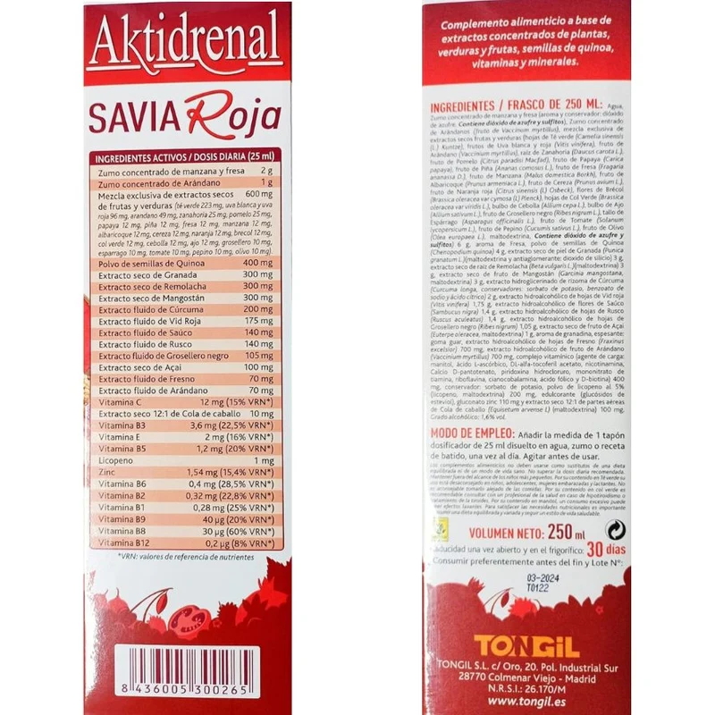 Aktidrenal Savia Roja 250 ml | Tongil