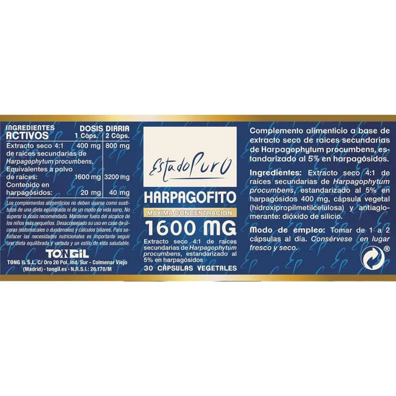 Estado Puro Harpagofito 30 Capsulas | Tongil